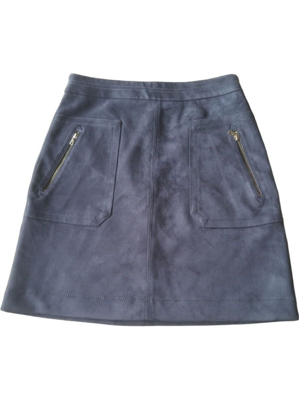 LOFT  Suede Skirt Dark Gray EUC SZ 0